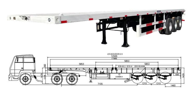3 Axle 40 Foot Flatbed Semi Trailer for Sale in Namibia Walvis Bay