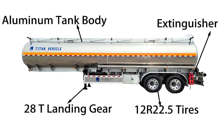 2 Axle Aluminum Semi Tanker Trailer for Sale in Namibia
