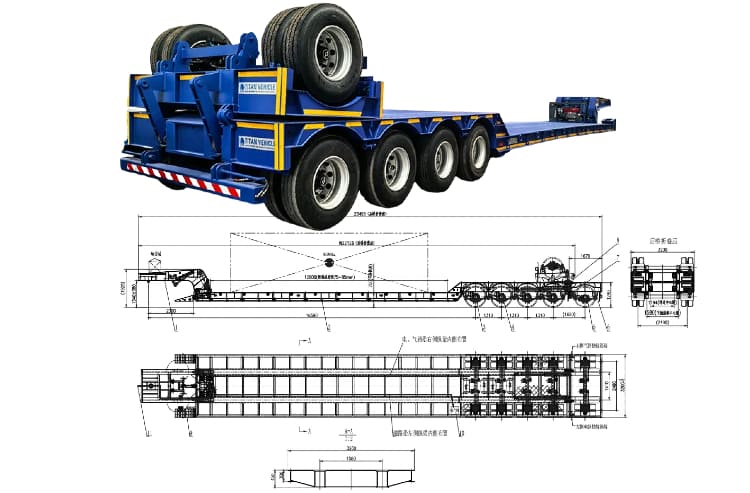5 Axle 100 Ton Hydraulic Lowboy Trailer for Sale in Namibia