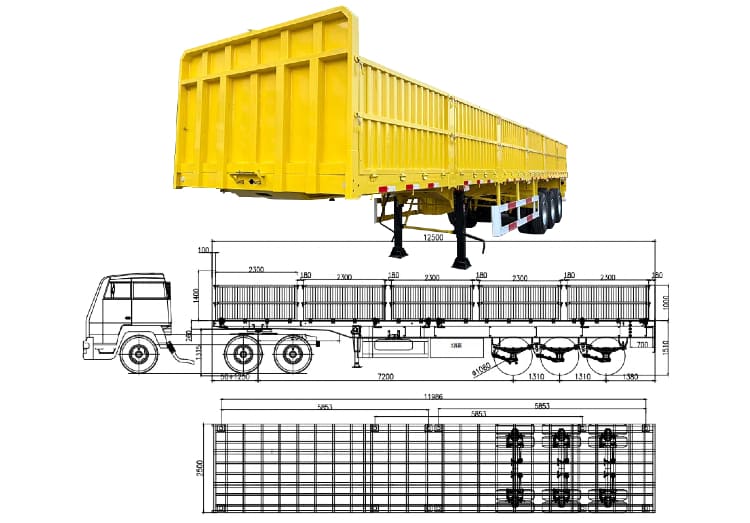 3 Axle 60 Ton Sidewall Cargo Semi Trailer for Sale in Namibia