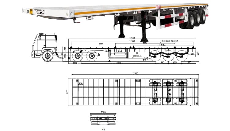 3 Axle 40Ft Flatbed Semi Trailer for Sale in Namibia