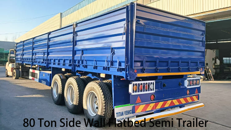 3 Axle 80 Ton Side Wall Flatbed Semi Trailer for Sale in Namibia