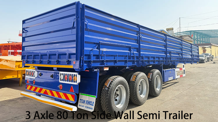 3 Axle 80 Ton Side Wall Flatbed Semi Trailer for Sale in Namibia