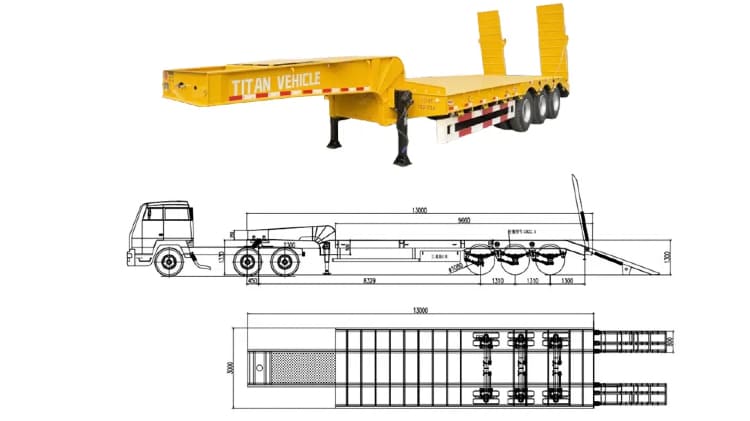 3 Axle 60 Ton Lowbed Trailer Truck for Sale in Namibia